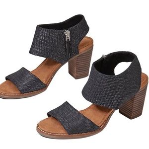 Tom’s Majorca Peep Toe Dark Denim Wedges size 8.5 W